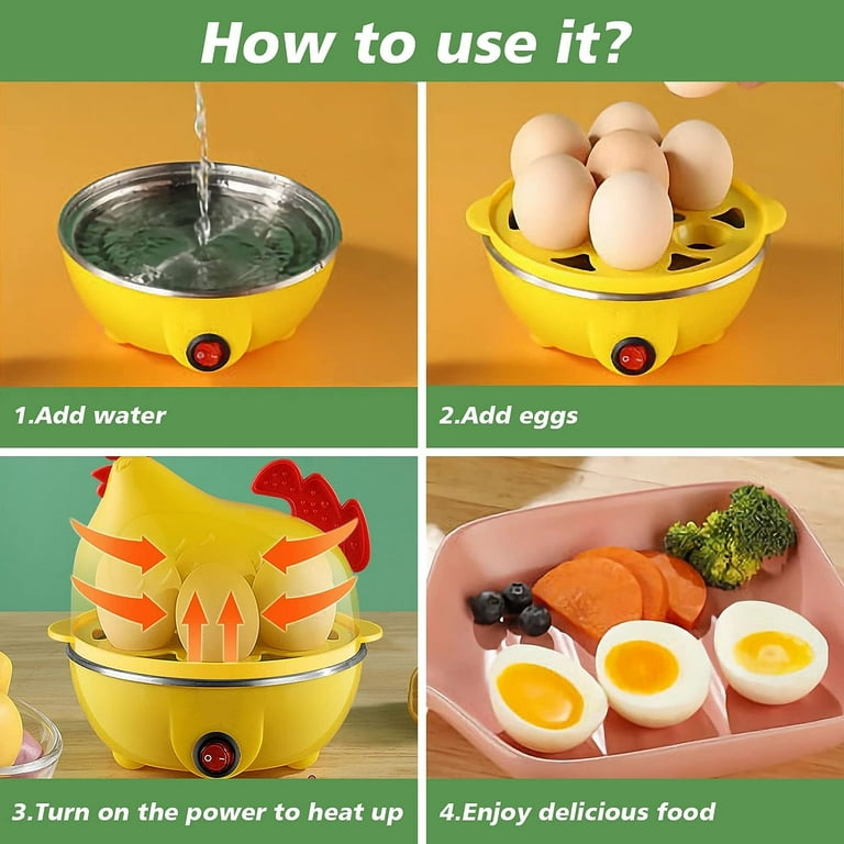 Egg Cooker, Egg Boiler with Steamer Attachment for Soft and Hard Boiled Eggs,  Poached Boiled & Omelette Maker Machine Steamer, 7 Egg Capacity