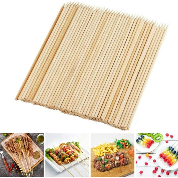 Bamboo Skewers, 12 Inch Bamboo Sticks Shish Kabob Skewers, Grill, Appetizer, Fruit, Corn, Chocolate Fountain, Cocktail, Art, Set of 100 Pack