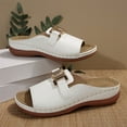 thumbnail image 5 of Xfvqtps Wedge Sandals for Women Slide Metal Decoration Arch Support Open Toe Soft Sole Non Slip Comfortable Walking Beach Summer Slippers White, 5 of 9
