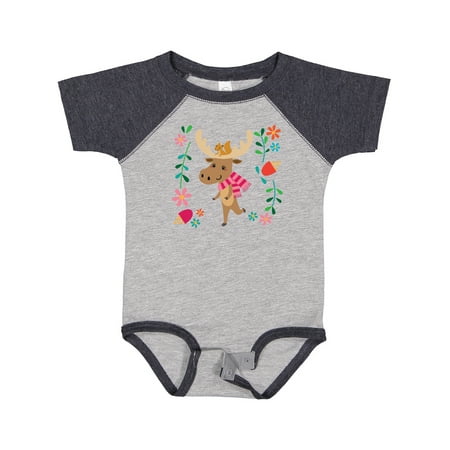 

Inktastic Woodland Moose Spring Flowers Girls Baby Bodysuit
