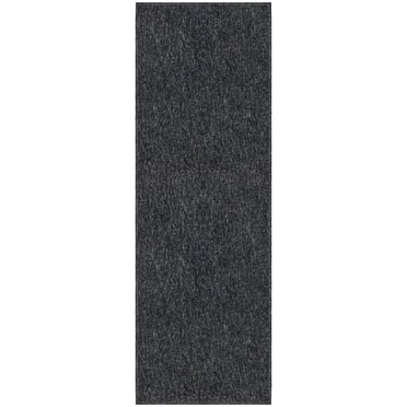 Ottomanson Non-Slip Hallway Runner Rug 20" x 59" Stain-Resistant Low Pile Carpet for Kitchen, Black
