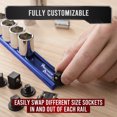thumbnail image 3 of Precision Defined Aluminum Tool Socket Holder | Blue, Single 1/4-Inch x 16 Clips | Heavy Duty Organizer, 3 of 5