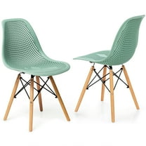 Gymax 2PCS Modern DSW Dining Chair Office Home w/ Mesh Design Wooden Legs Green
