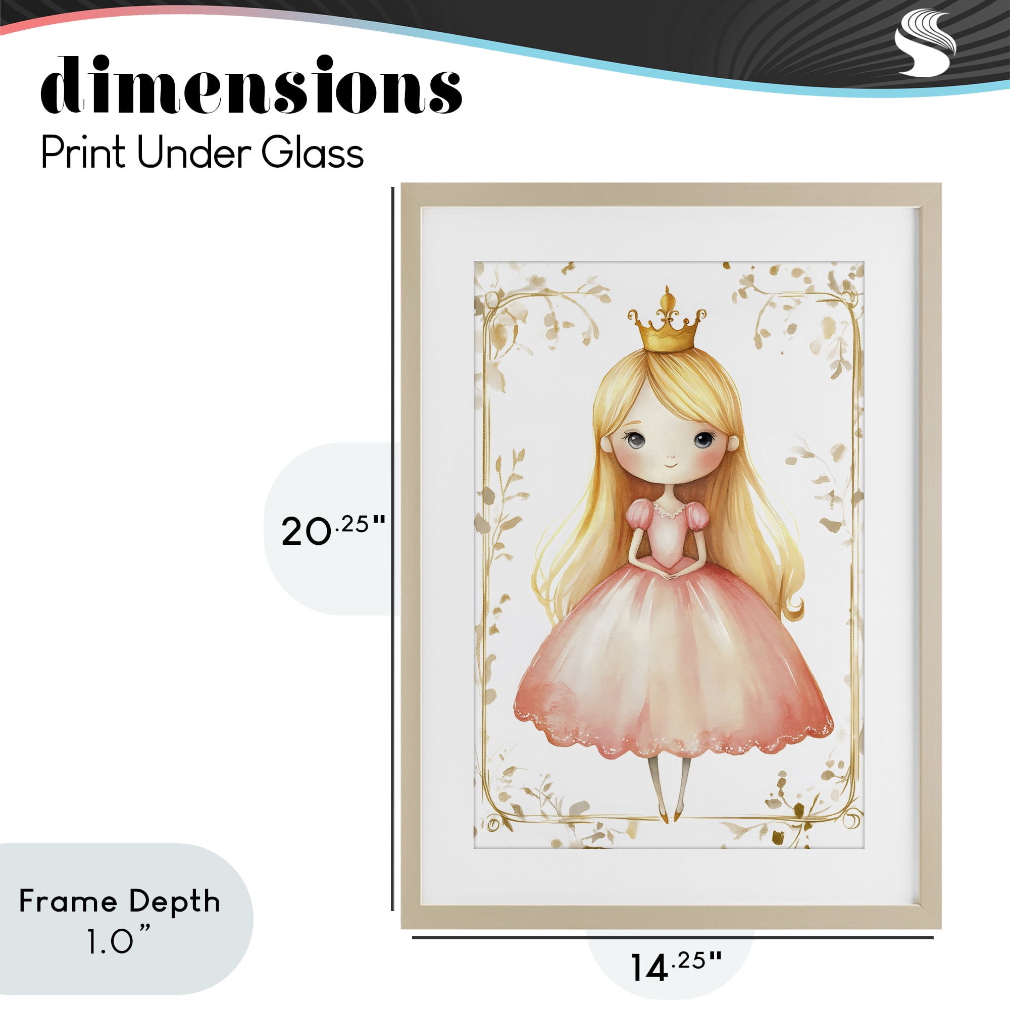 Stupell Industries Golden Crown Fairytale Princess Birch Framed Print Under Glass, design by Creative Studio