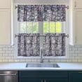 thumbnail image 3 of Pioneer Kitchen Curtains and Valance Set 24 Inch Tier Purple Rose Gray Image Curtains Small Drapes for Cafe Living Room Bathroom Farmhouse 3 Pieces Set Rod Pocket, 3 of 6
