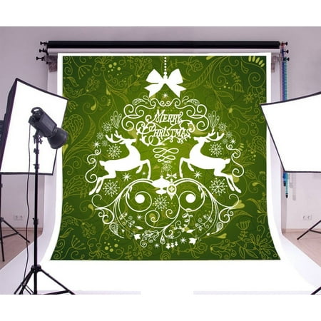 Image of GreenDecor 5x7ft Christmas Reindeer Picture Backdrop Studio Props Merry Christmas Photography Background