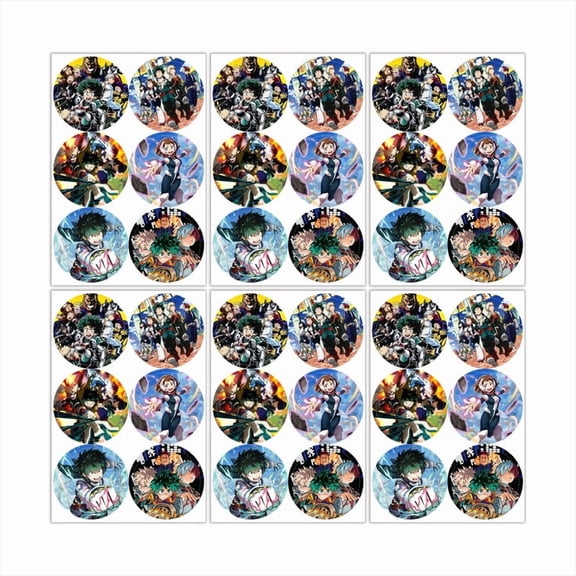 My Hero Academia Stickers Party Favors Labels Birthday Thank You Themed Round Circle Baby Shower 60pcs