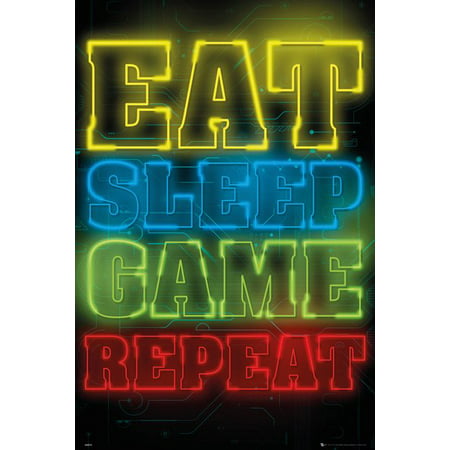 The Gamer - Gaming Poster / Print (Eat, Sleep, Game, Repeat) (Size: 24