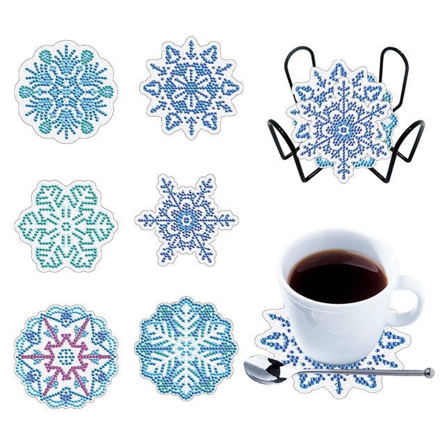 Posavasos Diamante DIY Ygjytge Arte Acrílico 6 Piezas Con Soporte
