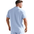 thumbnail image 5 of Thousandth Trendy V-Neck Tops for Men Cotton Short Sleeve Plain Print Breathable Shirts Button Placket Casual Chest Pocket Tops for Daily Wear, 5 of 9