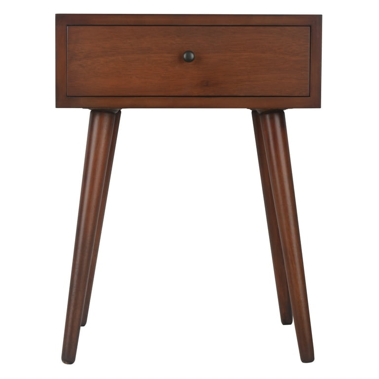 Decor Therapy Mid Century 1-Drawer Wood Side Table, 14'' x