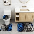 thumbnail image 2 of 4PCS Blue Rose and Leopard Shower Curtain Set with Non-Slip Rugs, Toilet Lid Cover and Bath Mat, Animal Shower Curtain with 12 Hooks, Durable Waterproof Bathroom Decor Set, 2 of 3