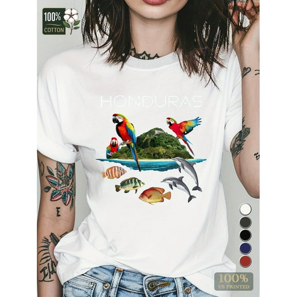 teediy HONDURAS vibrant island life pure cotton women's Tshirt comfort fit