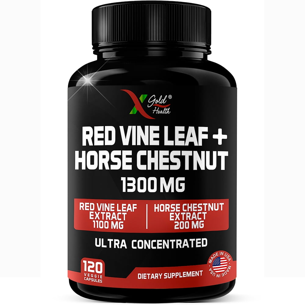 Red Vine Leaf + Horse Chestnut Extract Supplement 1300mg 120 Veggie