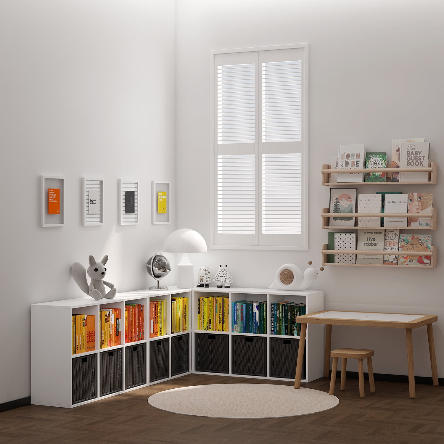 NEWADARA 6 Cube Storage Organizer,White Cube Shelf Wood Cubby Bookcase Cube Organizer Bins Wooden Book Shelves for Bedroom Living Room Nursery Playroom