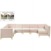 Meridian Furniture Alina Pink Velvet Modular Sectional