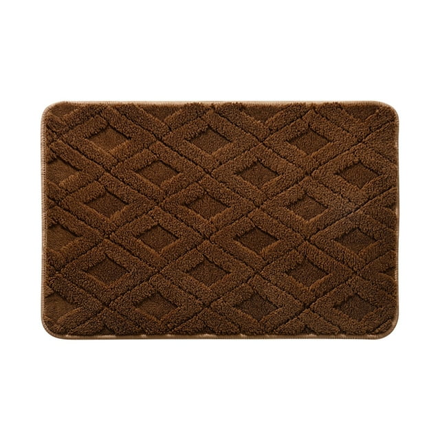Pattern Microfiber Bath Mat | Super Absorbent Non-Slip Rubber Backing | Fast Drying Machine Washable Bathroom Rug for Household & Toilet Use
