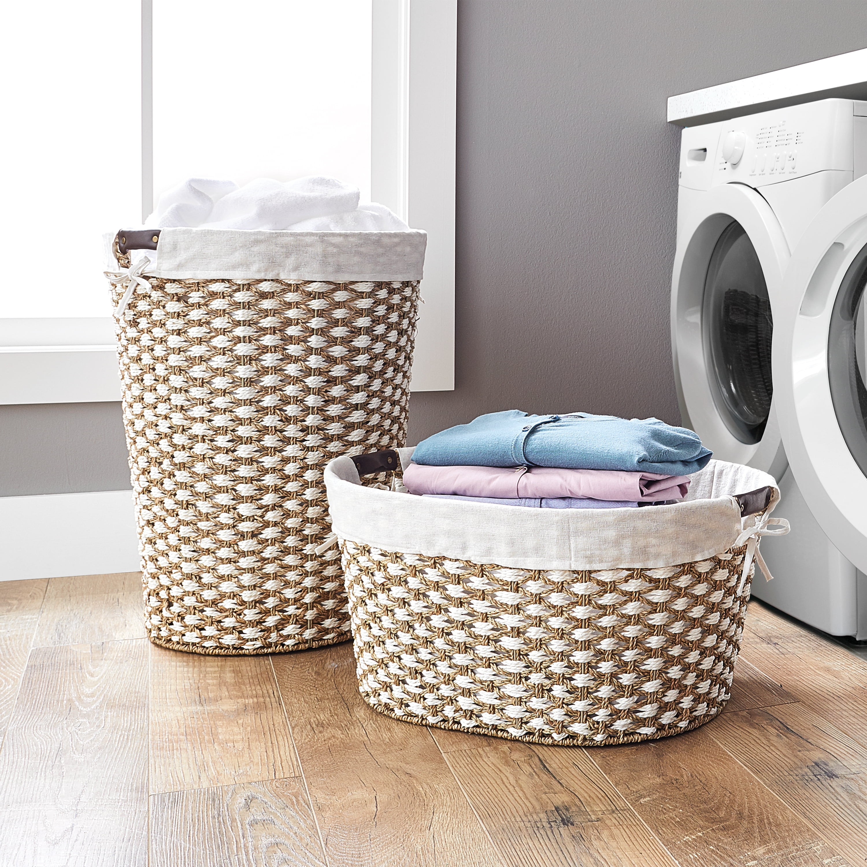 Laundry Basket Clothes Storage Hamper Organizer Room Durable Plastic 40 L Brown 