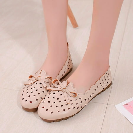 

XIAQUJ Spring and Summer New Soft Soled Hollowed Out Mother Shoes Women Flat Soled Shoes Sandals for Women Beige 6.5(37)