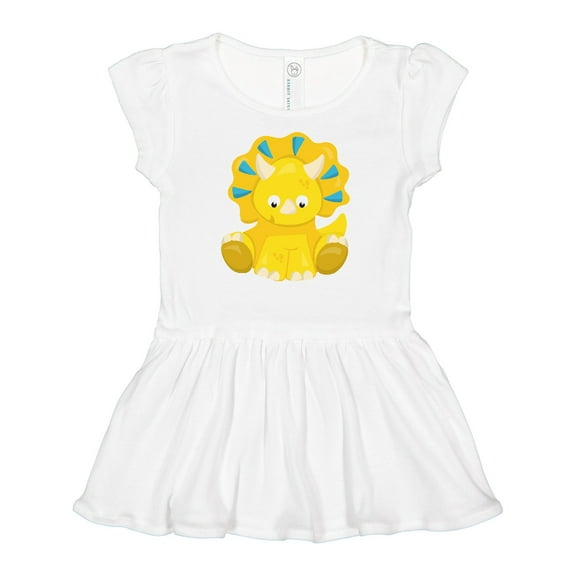 Inktastic Cute Yellow Dinosaur, Baby Dino, Triceratops Girls Baby Dress
