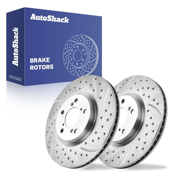 AutoShack Front Vented Drilled & Slotted Silver Zinc Coated Brake Rotors 2-PC Set Replacement for 2009-2015 Honda Pilot 2007-2013 Acura MDX 2014-2020 Acura RLX SilverShield Pro 12.98" (329.8 mm)