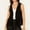 c01Black, variant on LNWUY Women Trendy Western Tassel Vest Open Front Faux Suede Fringe Cardigan Sleeveless Jacket Vintage Hippie Outwear Black S
