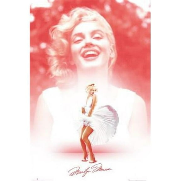 Posterazzi SCO3423 Marilyn Monroe Pink Smile Poster Print - 24 x 36 in.