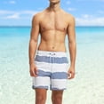 thumbnail image 5 of DAKIMOE Mens Swim Trunks Stretch Water Beach Shorts with Compression Liner 2 in 1 Quick-Dry Swimming Shorts with Zipper Pockets, Blue White Stripes, S, 5 of 8