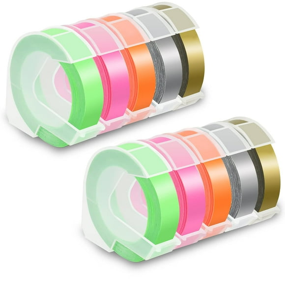 Cinta adhesiva Pristar compatible para estampado DYMO de 9 mm x 3 m, paquete de 10