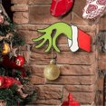 thumbnail image 4 of Decoración navideña, colgante de puerta de madera, adorno navideño, mano de ladrón, decoraciones de pared para el hogar, rojo, verde, 2 uds., 4 of 5