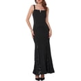 thumbnail image 1 of INSPIRE CHIC Vestidos de Prom 2025 para Mujeres con Tirantes Elegantes para Invitadas de Boda Cóctel Maxi Gown Formal con Inserción de Encaje M Negro, 1 of 5