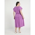 thumbnail image 2 of Time and Tru Women's and Women's Plus Double Cloth Cotton Midi Dress, Sizes XS-4X, 2 of 4