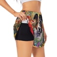 thumbnail image 3 of Lsque Colorful Flower Dog Printed Women's Running Shorts with Liner Pockets,Elastic Quick Dry Workout Athletic Gym Yoga Shorts,Womens High Waist Shorts-XX-Large, 3 of 9