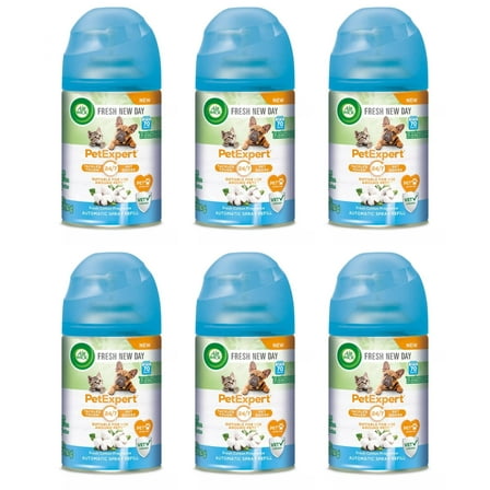 Air Wick Automatic Spray Fresh New Day, 6ct, Pet Fresh Cotton, Air Freshener, Essential Oils, Odor Neutralization