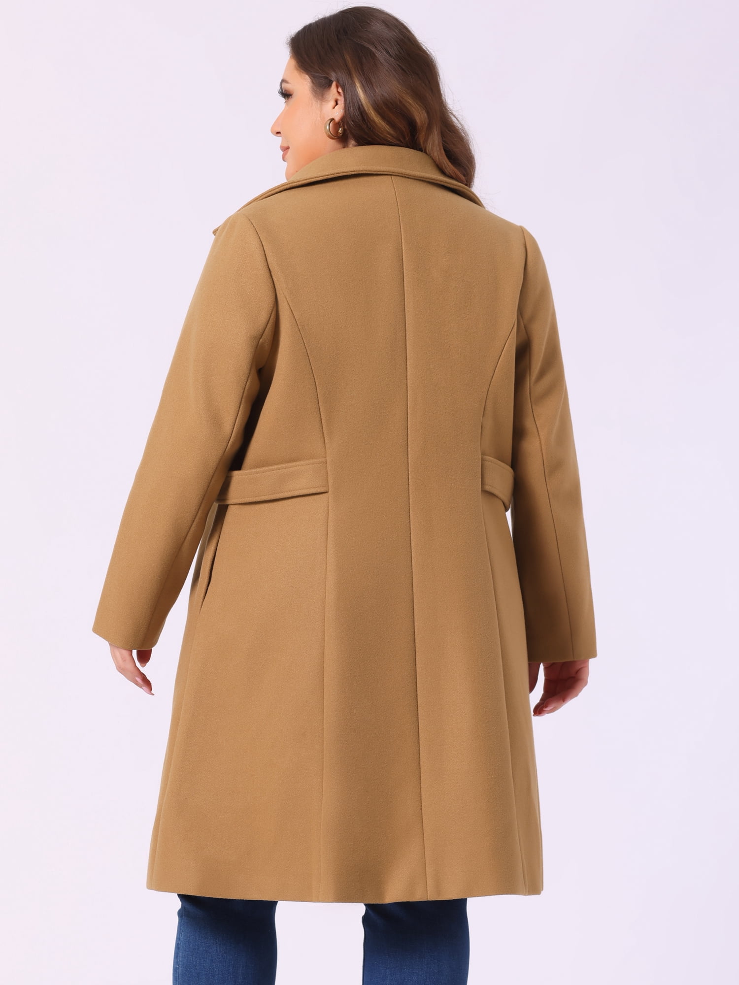 DARING DIVA Women's Plus Size Long Sleeve Utility Overcoat 3X Camel
