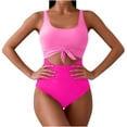 thumbnail image 2 of Antinious Women Solid Waist Cutout Skirt Style Split Bikinis Set, 2 of 3