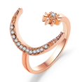 thumbnail image 1 of Moon Star Open Ring Ethnic Adjustable Open Knuckle Ring Boho Ring for Women, 1 of 10