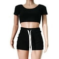 thumbnail image 4 of Tejiojio Casual Women's Shorts Clearance Fashion Women Sexy Solid Color Sportswear Suit 2PC Tracksuit Short Sleeve Sets, 4 of 7