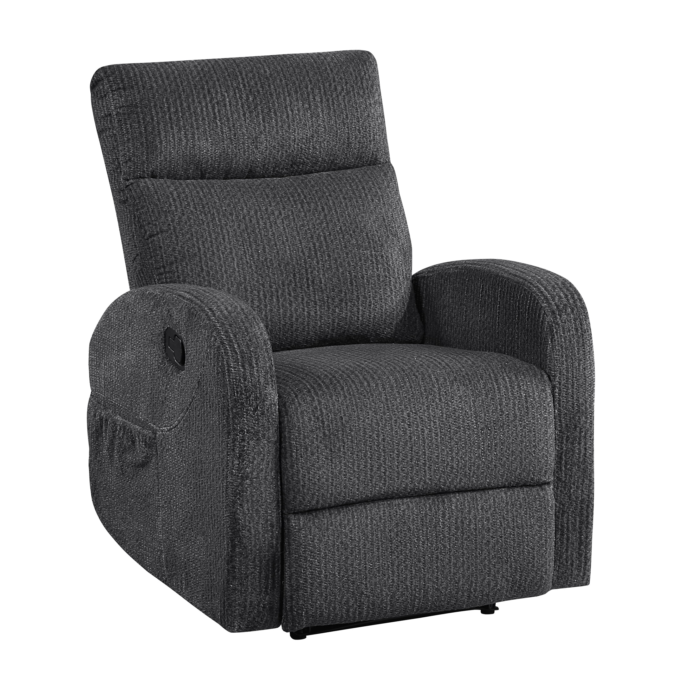 OakvillePark Brava Microfiber Manual Reclining Chair with Armrest Side Pocket, Dark Gray