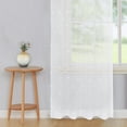 thumbnail image 5 of Haperlare White Sheer Window Curtains for Kids Nursery Room 52"W x 63"L Jacquard Voile Curtains with Pom Pom Design, Faux Linen Textured Solid Grommet Sheer Curtains, 2 Panels, 5 of 7