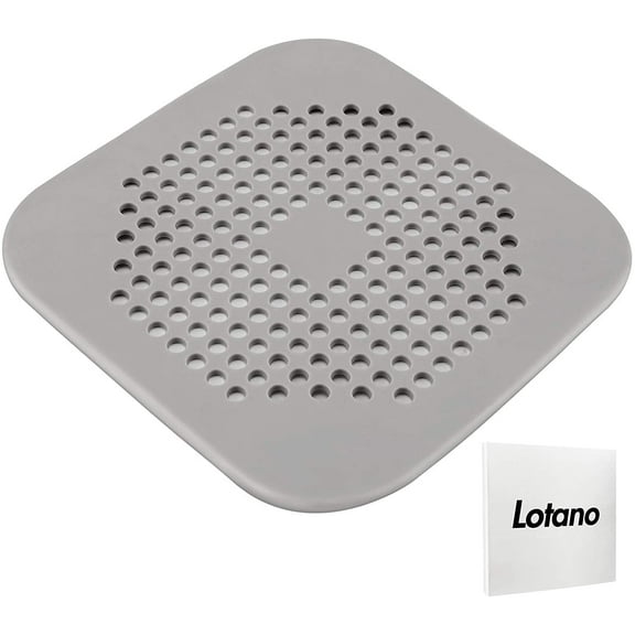 5.7 Inch Shower Drain Hair Catcher - Flat Silicone Plug with Suction Cups - Perfect Cover for Bathroom and Kitchen (Grey)