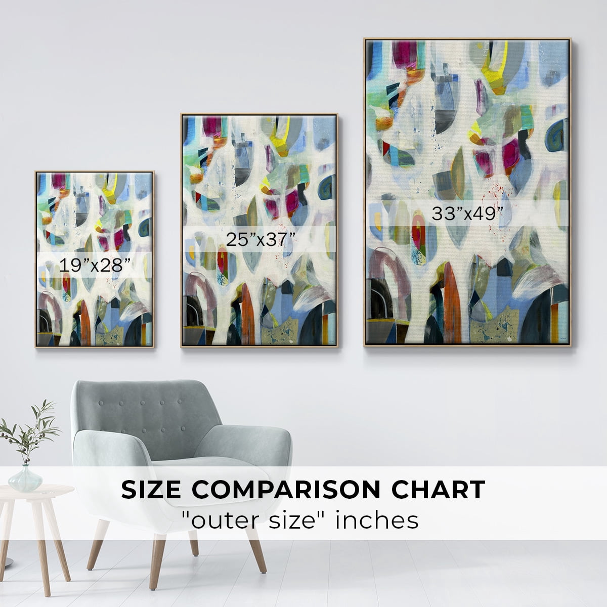 Interaction Framed Premium Gallery Wrapped Canvas - Ready to Hang - 25 x 37 - Natural Wood Floating Frame