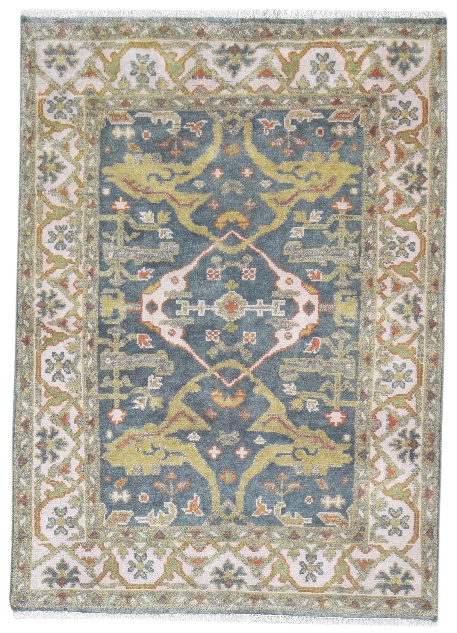 4' X 6' Rug Wool Dark Grey Persian Hand Knotted Oushak Oriental Room