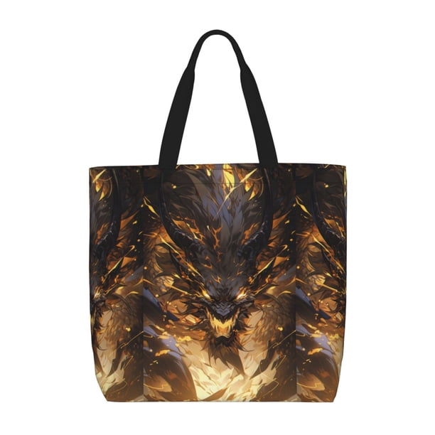 Easygdp Cool Black Gold Dragon Bolsa Tote para Mujer, Bolso de Hombro para Trabajo, Playa, Viajes, Compras y Supermercado