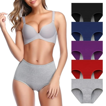 

OLIKEME 5 Pack Underwear for Women Cotton Briefs Full Coverage Panties Soft Breathable Briefs for Women Ladies 5 Pack XXL Multi