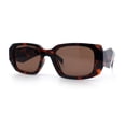 thumbnail image 4 of Womens Mod Rectangle Geo Bevel Cut Plastic Fashion Sunglasses Tortoise - Brown, 4 of 8