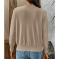 thumbnail image 3 of SWSMCLT Women's Casual Cardigan Comfy Elasthane Curvy Date Button Breathable Cardigan Sweater Khaki X-Large, 3 of 5