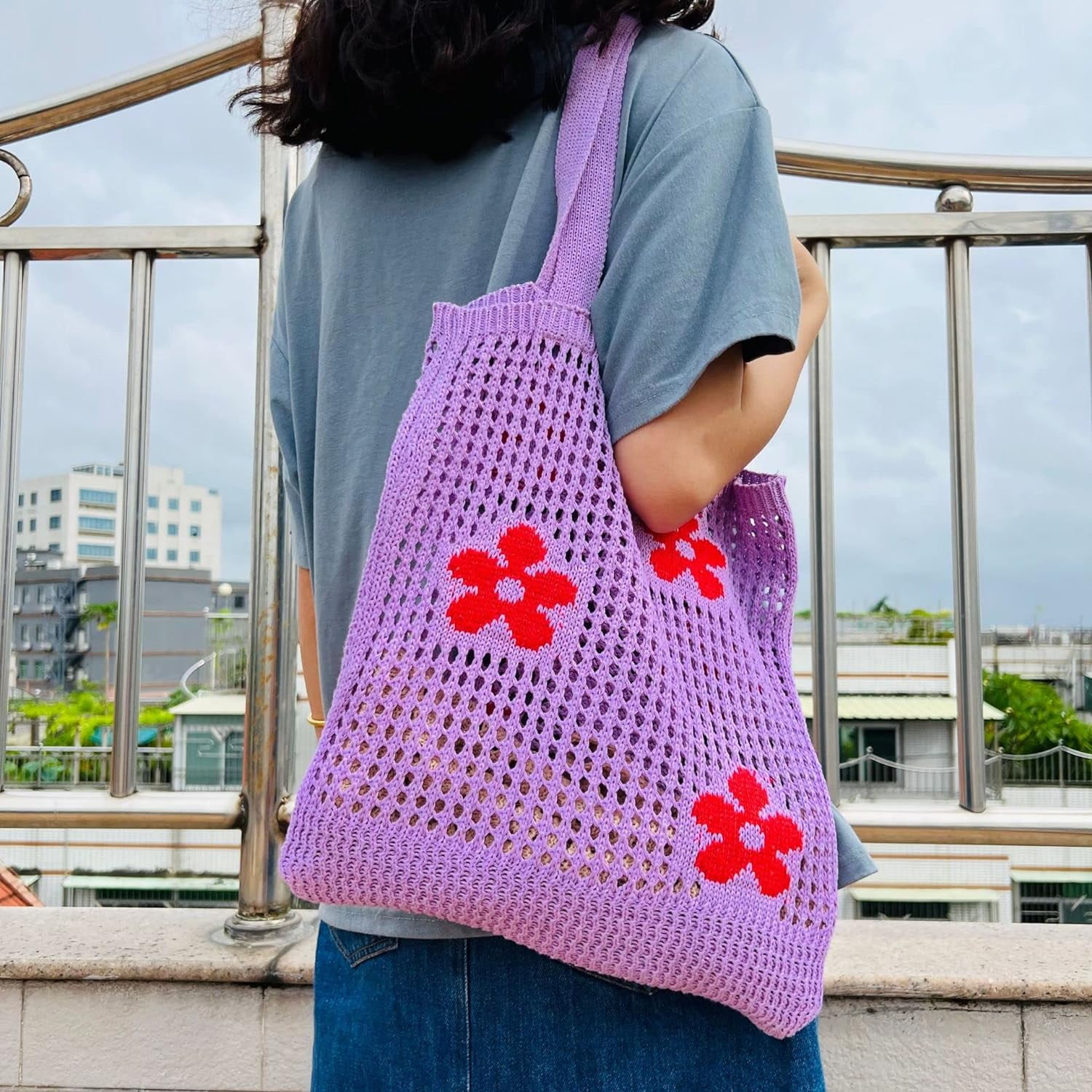 Kukuzhu Crochet Tote Bag Aesthetic Tote Bag Aesthetic Y2k Tote Bag Aesthetic Y2k Cute Tote Bags Aesthetic