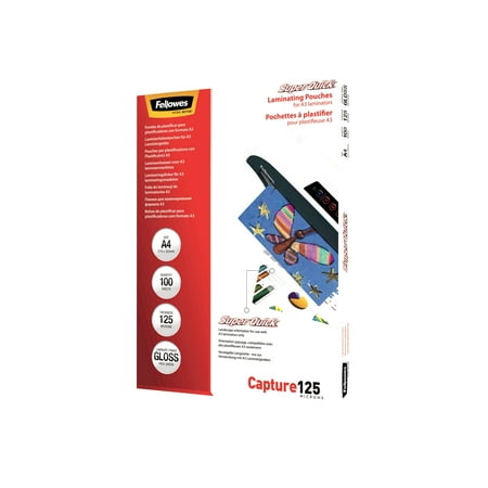 Fellowes Laminating Pouches SuperQuick Capture 125 micron - 125 micron - 100-pack - glossy - transparent - A4 (8.25 in x 11.7 in) lamination pouches