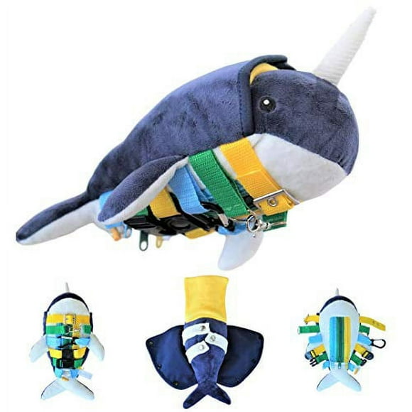 Sensory4u Narwhal Boucle Sensorielle Oreiller Fine Activité de Développement Moteur Jouet - Plus Jeu de Labyrinthe et des Compétences de Fermeture à Glissière Tout en un - Montessori Inspiré Jouet d'Apprentissage Éducatif